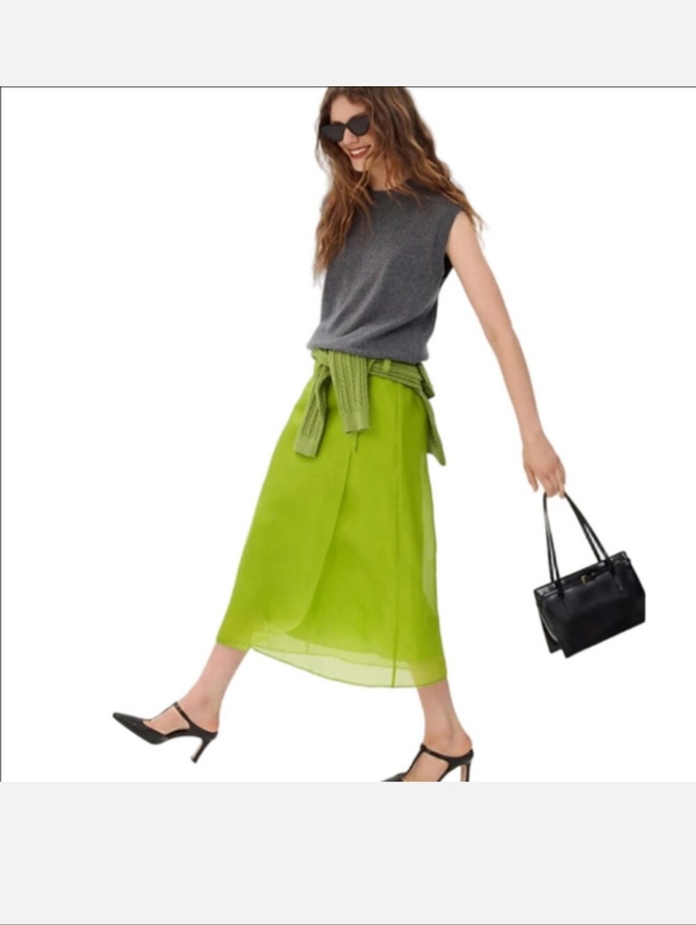 Defects J.Crew Collection wrap skirt in silk organza CM738 M Medium Peridot NWT